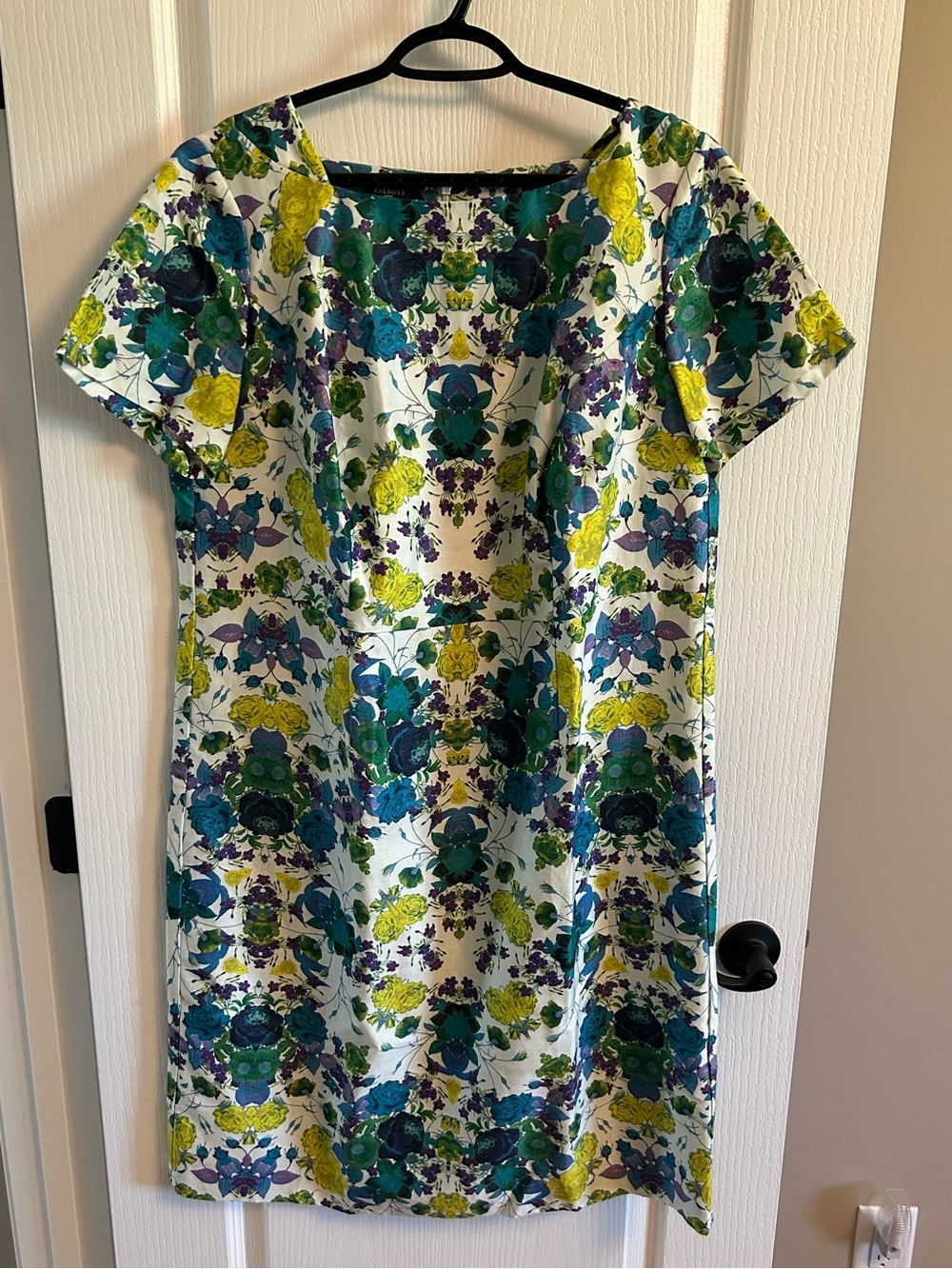 Talbots Floral Shift Dress in Teal & Lime